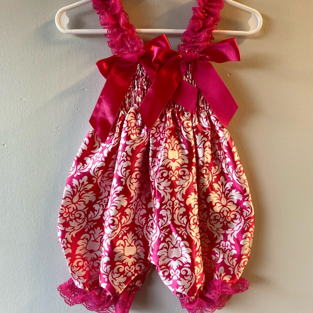 Satin Jumper w/bow & lace.